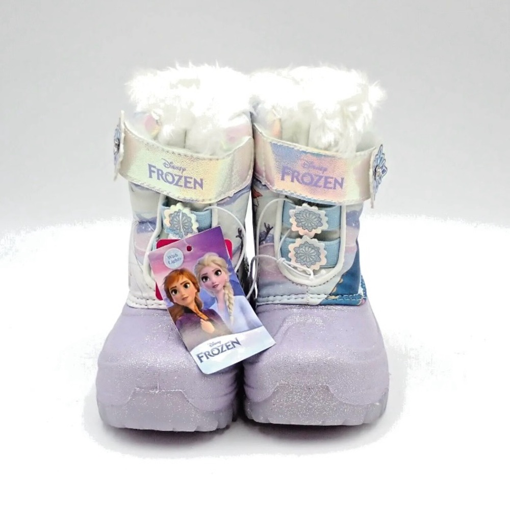 Girls Disney Frozen II Sparkling Twinkle Snow Winter Boots Lilac/Glitter Elsa - Picture 3 of 7
